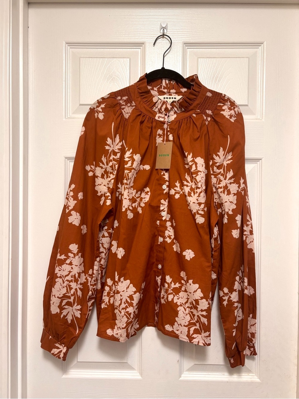 NWT Boden Erica Cotton Frill Top in Arabian Spice, Flecked Bunch - Picture 7 of 11